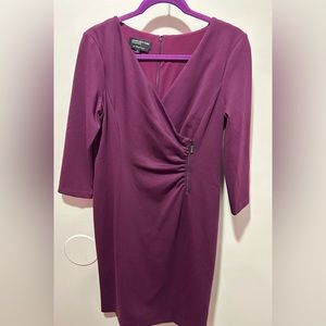 Purple Faux-Wrap Sheath Dress
